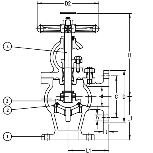 JIS F7472 Marine Cast Steel Angle SDNR Valve Drawing